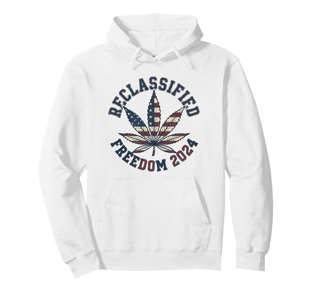 Reclassified Freedom 2024 American Flag Hoodie - Unique Graphic Men Women - T-Shirt, Sweatshirt, Hoodie