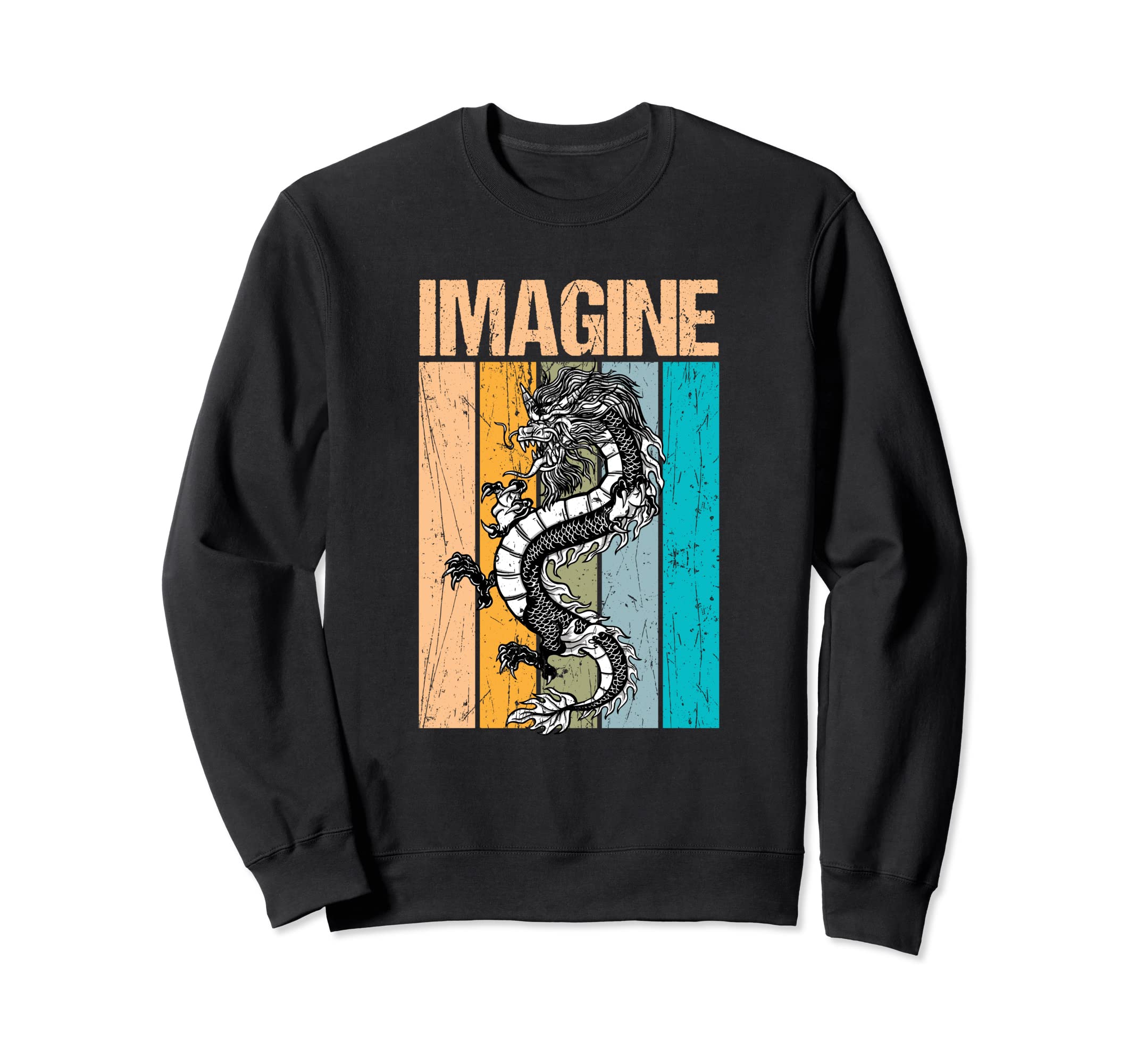 Imagine Dragon Distressed Fantasy Sweatshirt - Streetwear Style for Adults - T-Shirt, Sweatshirt, Hoodie