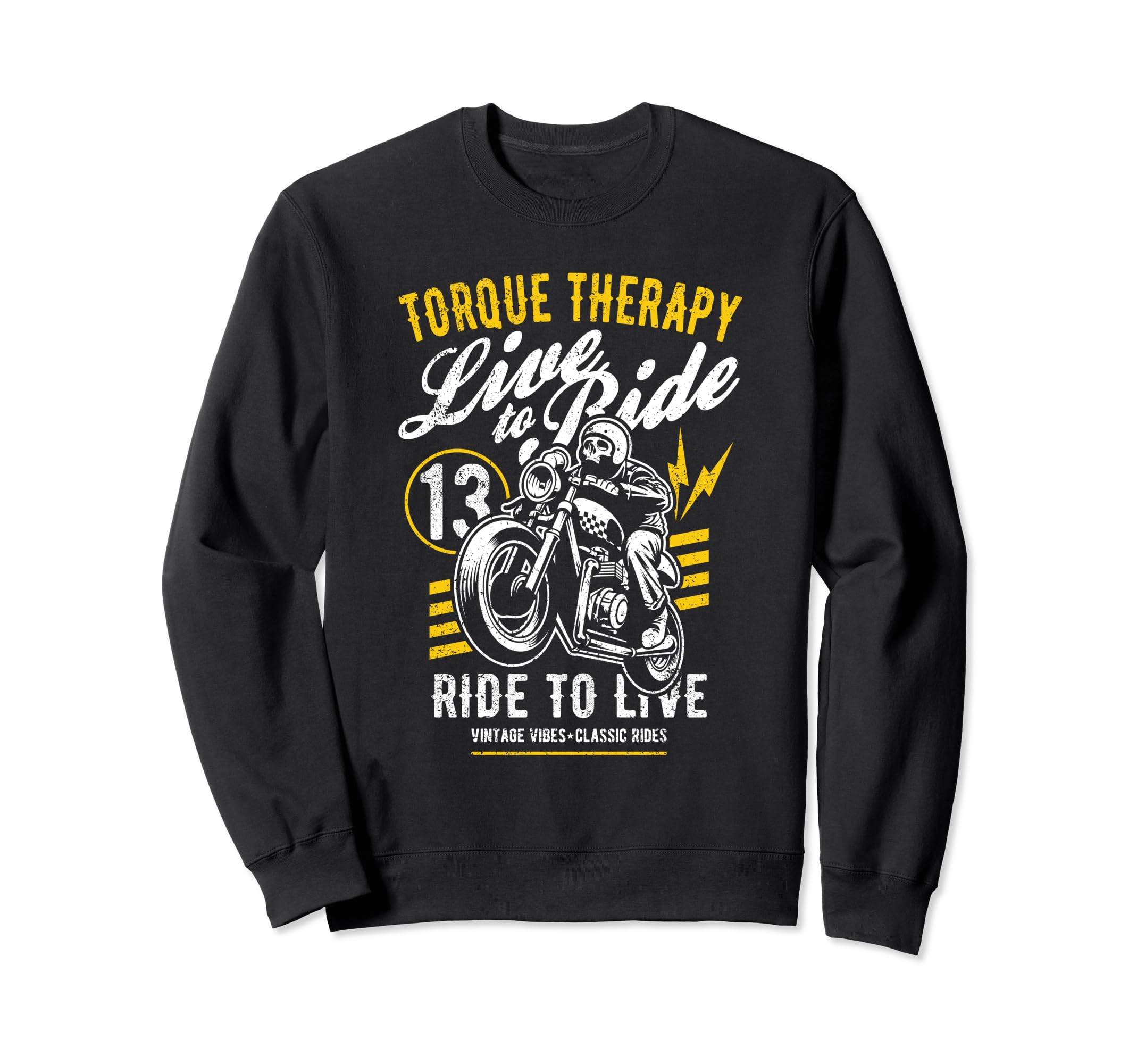 Torque Therapy Motorcycle Rider Skull Sweatshirt - Unique Graphic Unisex - T-Shirt, Sweatshirt, Hoodie