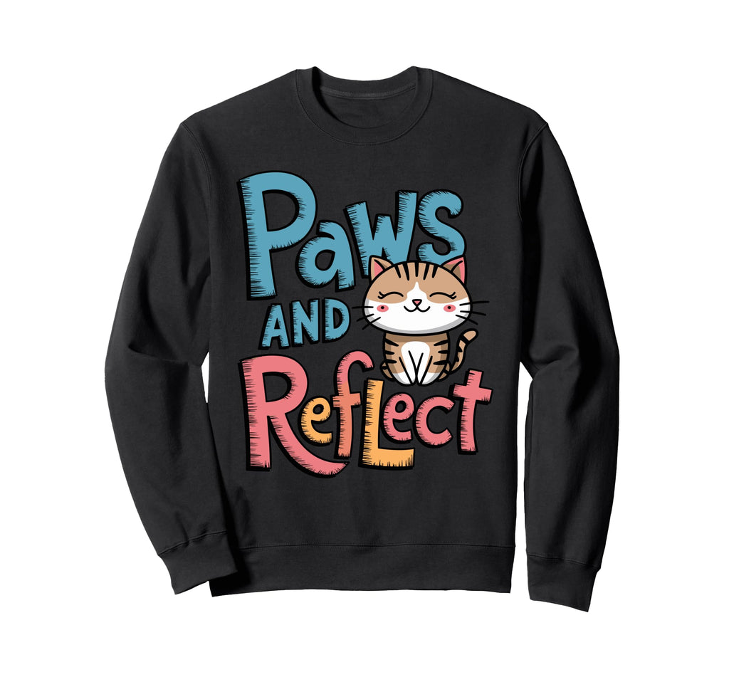 Paws And Reflect Yoga Pun Meditation Sweatshirt - Novelty Apparel Unisex - T-Shirt, Sweatshirt, Hoodie