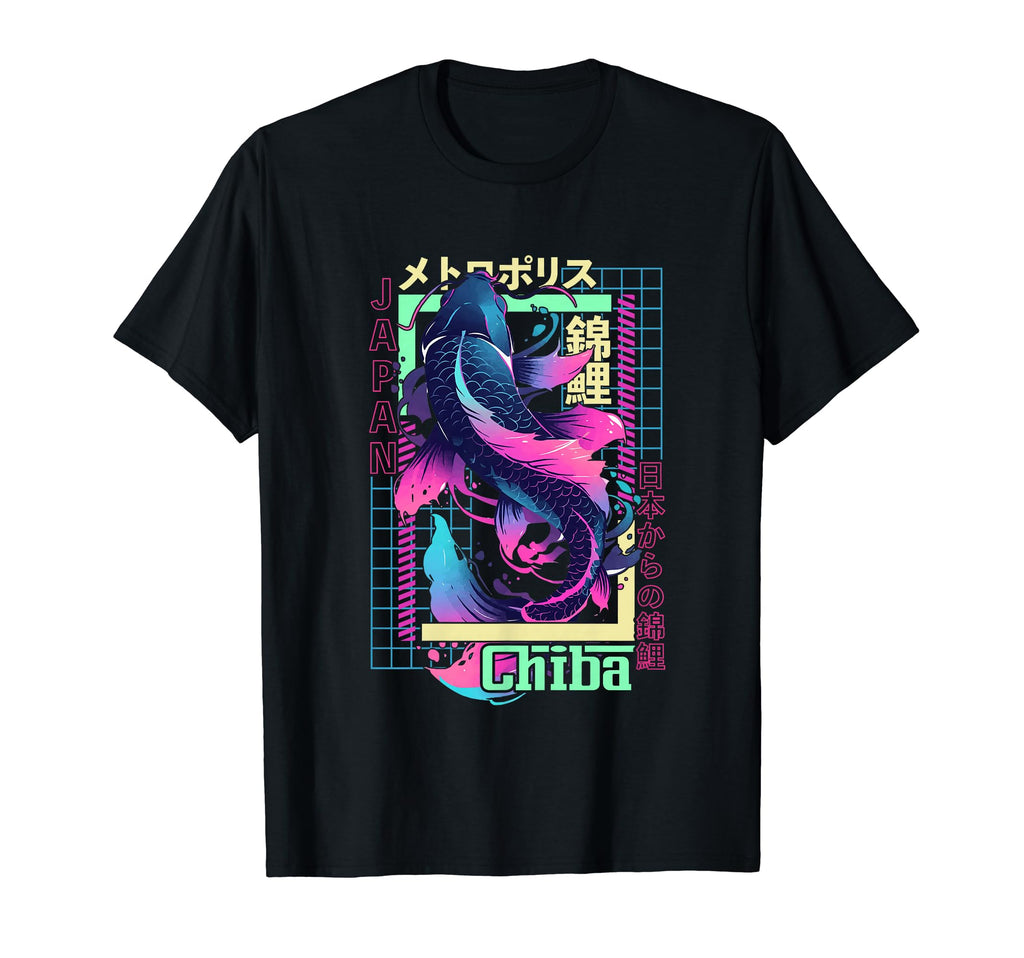 Chiba City Synthwave 80S Koi Carp Asian T-Shirt - Streetwear Style Unisex - T-Shirt, Sweatshirt, Hoodie