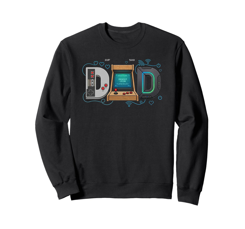 Gamer Dad Arcade Gaming Father Sweatshirt - Minimalist Print Men Women - T-Shirt, Sweatshirt, Hoodie