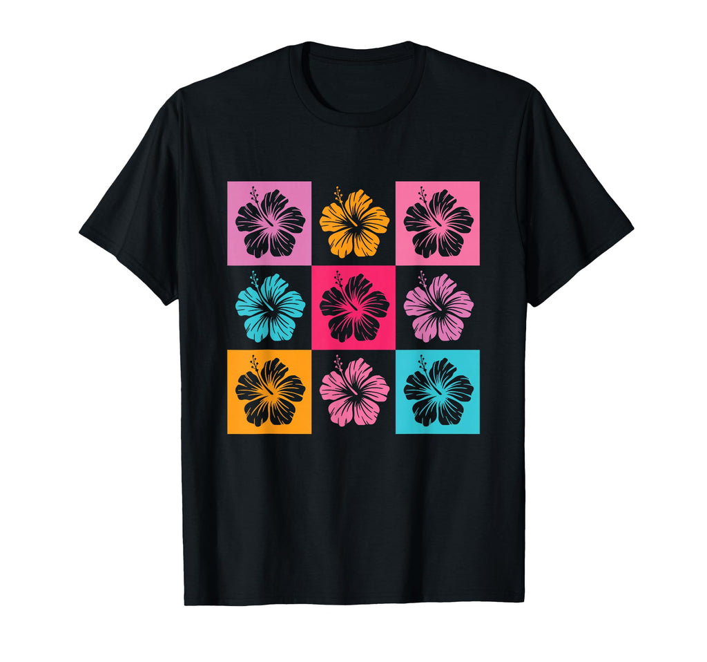 Checkered Tropical Hibiscus Hawaii T-Shirt - Minimalist Print for Adults - T-Shirt, Sweatshirt, Hoodie
