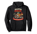 Motorcycle Biker Sloth Sloth Biker Hoodie - Minimalist Print for Adults - T-Shirt, Sweatshirt, Hoodie