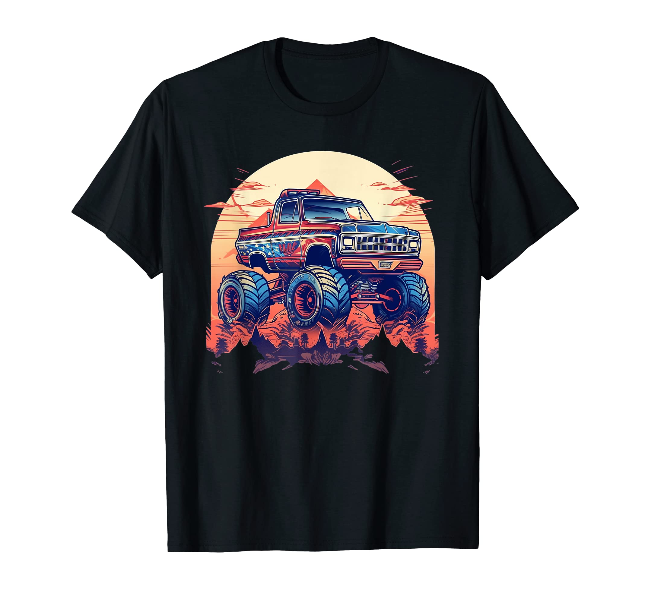 80S Monster Truck Synthwave Monster T-Shirt - Novelty Apparel for Adults - T-Shirt, Sweatshirt, Hoodie
