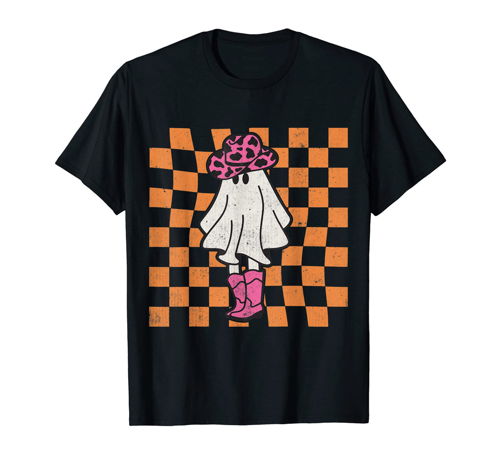 Cowgirl Ghost Western Checkered T-Shirt - Fun Novelty Design for Adults - T-Shirt, Sweatshirt, Hoodie
