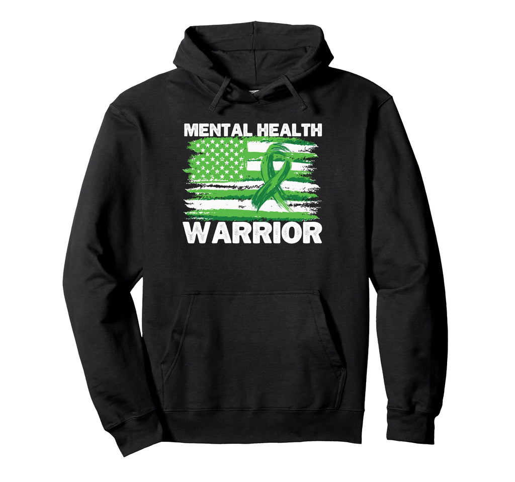 Mental Health Warrior American Usa Flag Hoodie - Novelty Apparel Men Women - T-Shirt, Sweatshirt, Hoodie