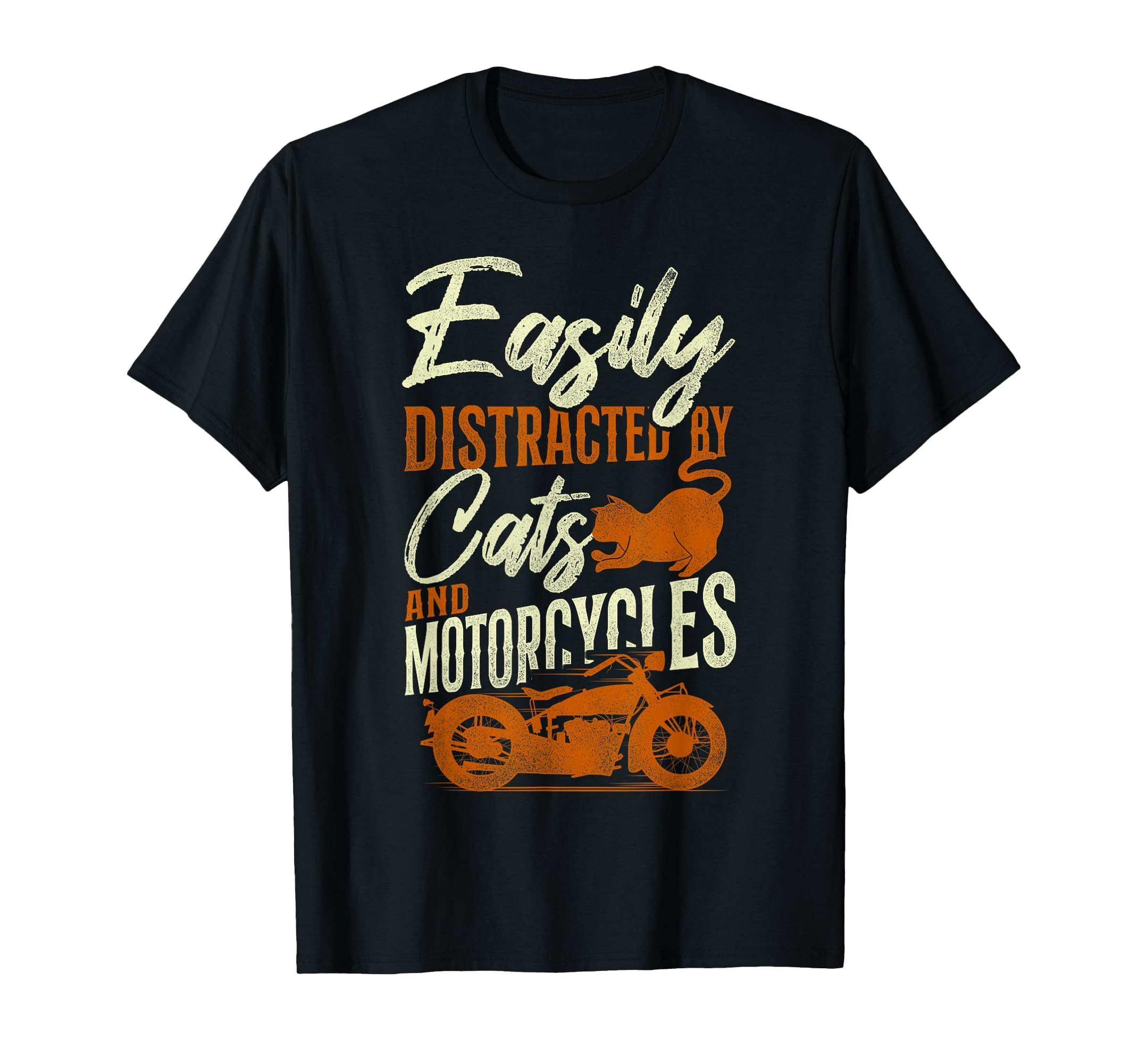 Motorcycle Biker Cat Easily T-Shirt - Fun Novelty Design for Adults - T-Shirt, Sweatshirt, Hoodie