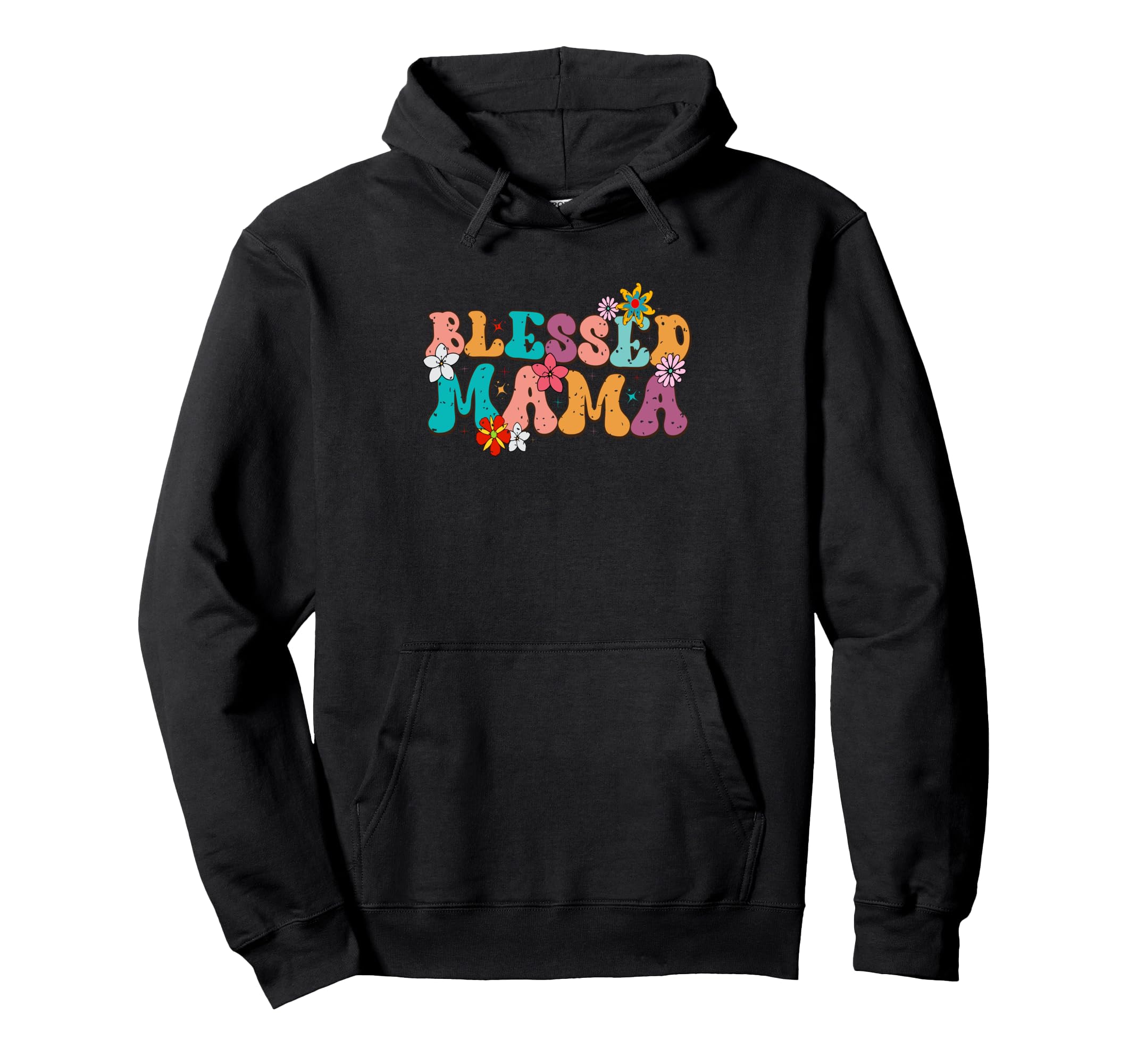 Blessed Mama Floral Typography Hoodie - Unique Graphic Men Women - T-Shirt, Sweatshirt, Hoodie