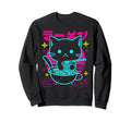 Kawaii Anime Cat Eating Ramen 80S Sweatshirt - Casual Everyday Wear Unisex - T-Shirt, Sweatshirt, Hoodie