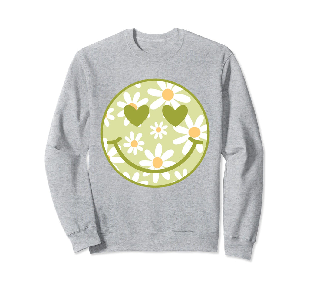Green Happy Face Checkered Pattern Smile Sweatshirt - Graphic Print Unisex - T-Shirt, Sweatshirt, Hoodie