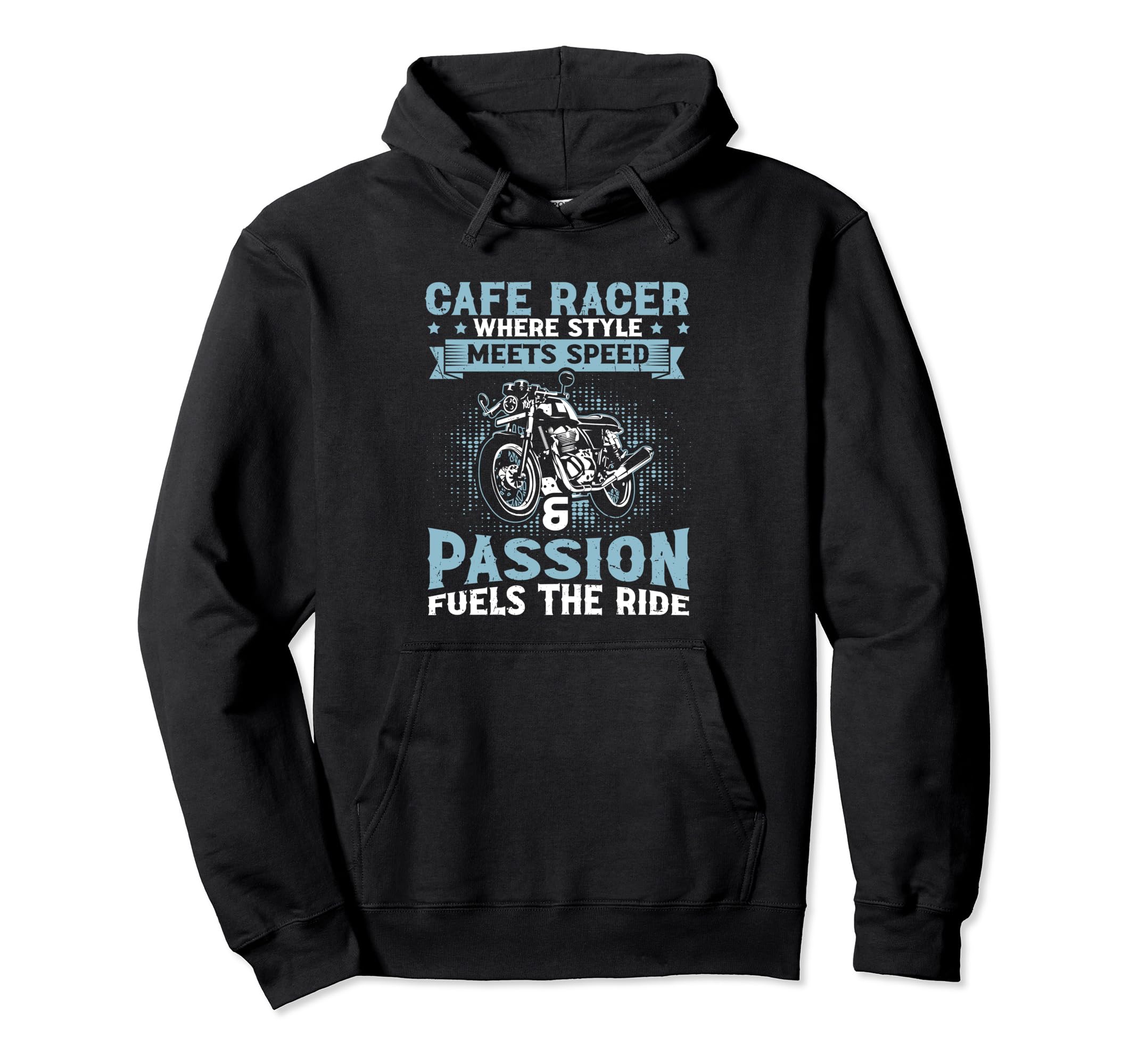 Meets Speed Passion Fuels Ride Cafe Racer Hoodie - Graphic Print for Adults - T-Shirt, Sweatshirt, Hoodie