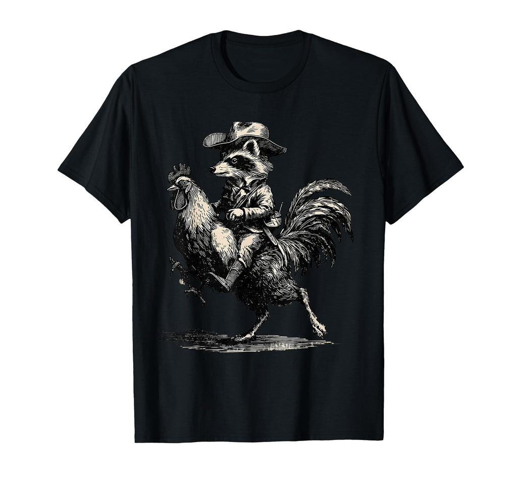 Country Cowboy Raccoon Trash T-Shirt - Casual Everyday Wear for Adults - T-Shirt, Sweatshirt, Hoodie