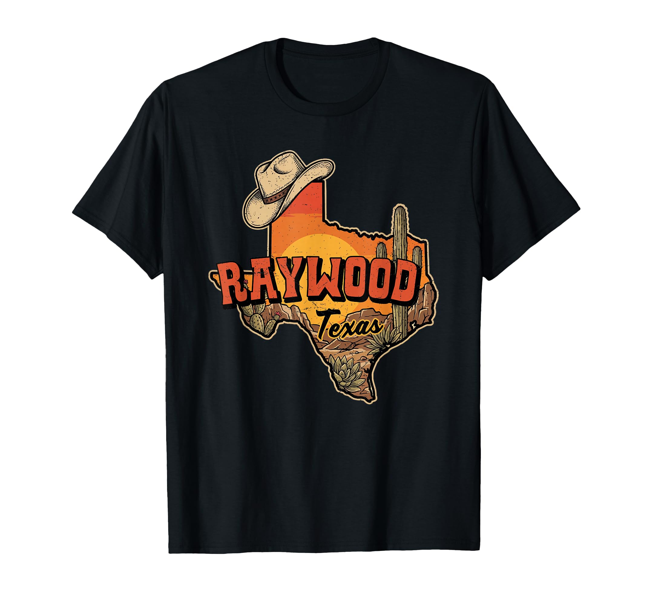 Raywood Texas Cowboy Hat Desert Cactus T-Shirt - Custom Art Print Unisex - T-Shirt, Sweatshirt, Hoodie