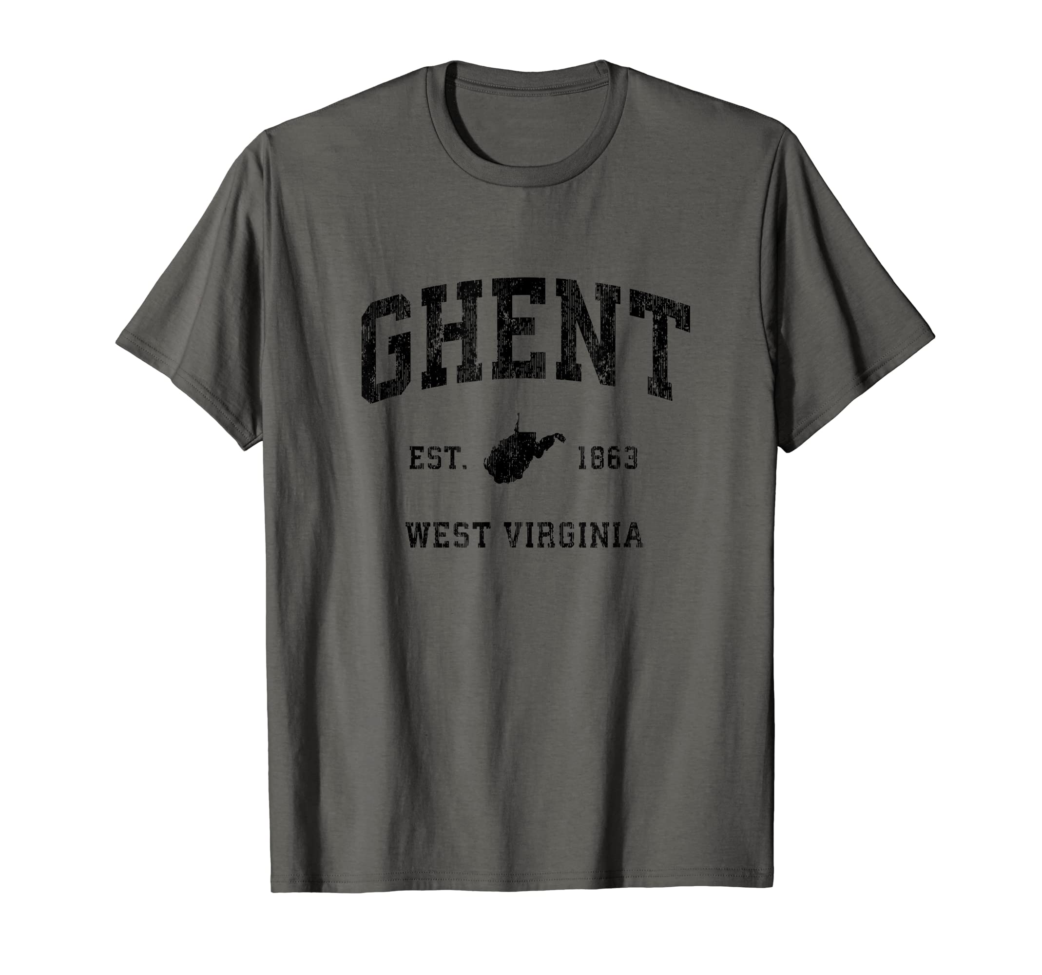 Ghent West Virginia Wv Athletic Black T-Shirt - Graphic Print Men Women - T-Shirt, Sweatshirt, Hoodie