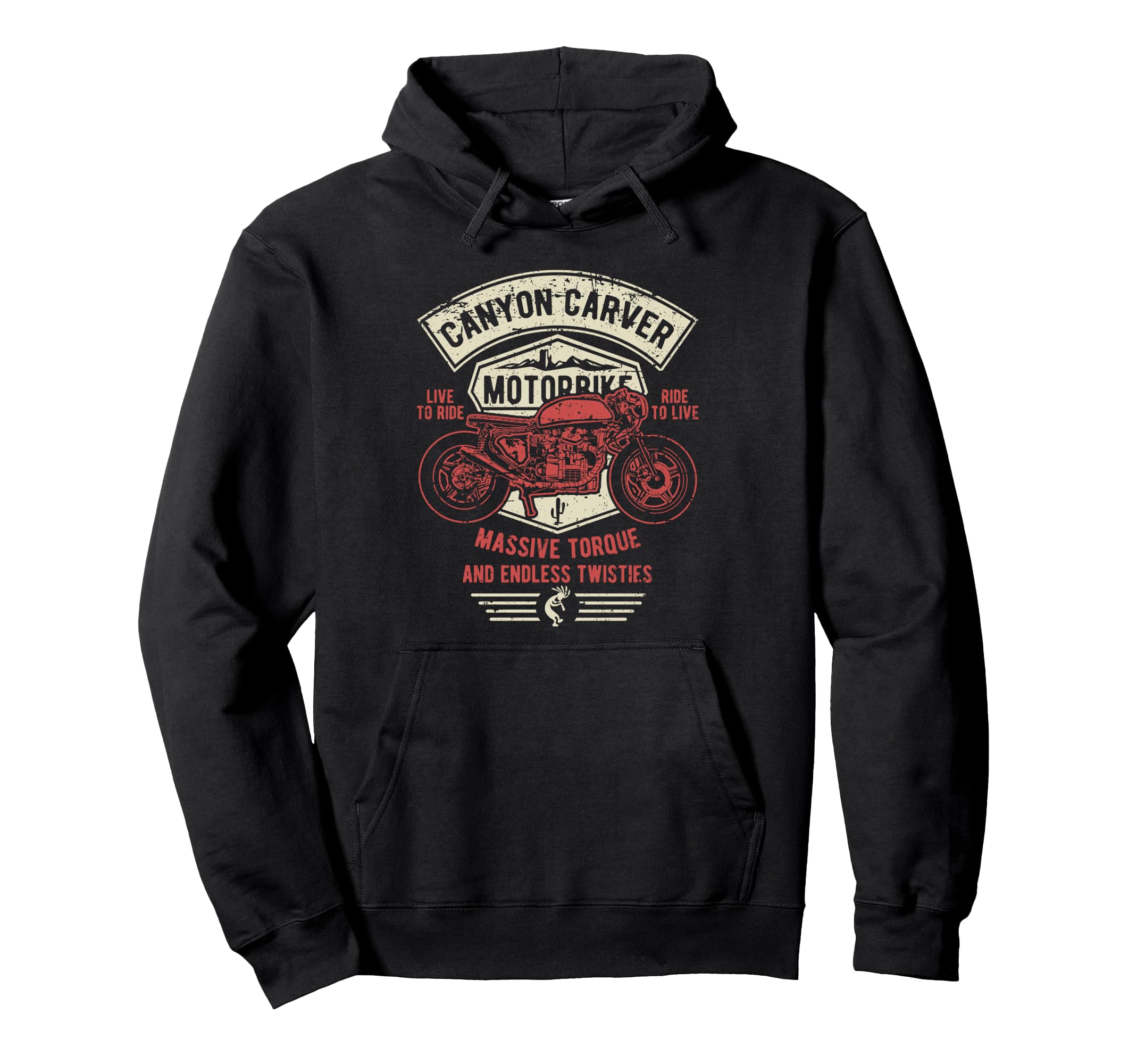 Canyon Carver Motorcycle Distressed Hoodie - Unique Graphic Unisex - T-Shirt, Sweatshirt, Hoodie