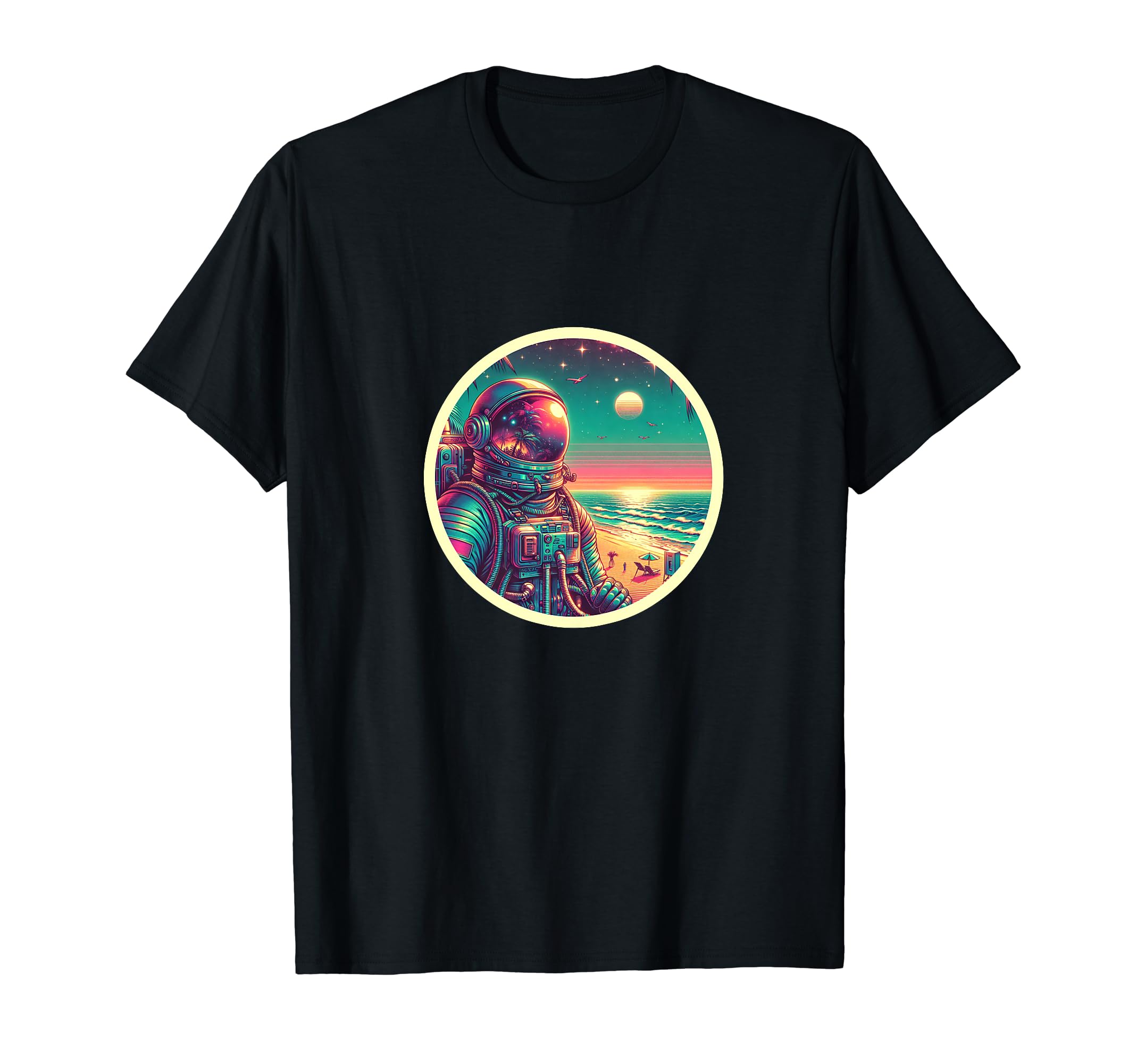 Synthwave Astronaut Beach 1980S T-Shirt - Streetwear Style for Adults - T-Shirt, Sweatshirt, Hoodie