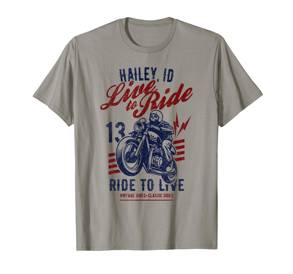Hailey Idaho Motorcycle Skull Rider T-Shirt - Custom Art Print Unisex - T-Shirt, Sweatshirt, Hoodie