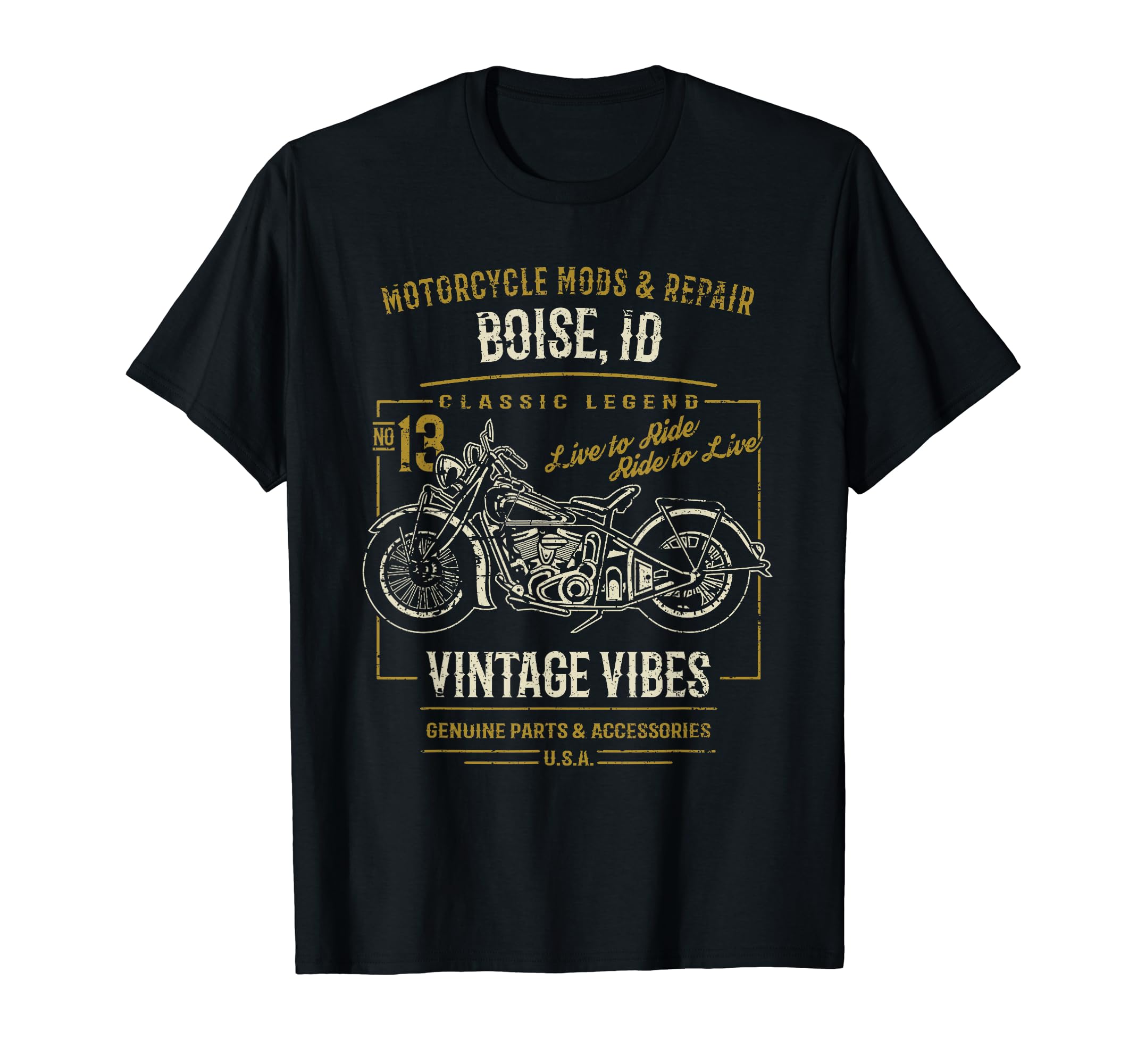 Boise Idaho Usa Distressed Motorcycle T-Shirt - Graphic Print Unisex - T-Shirt, Sweatshirt, Hoodie