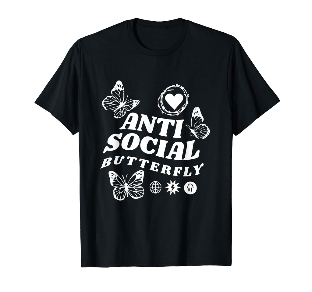 Im Anti Social Butterfly Insects Butterfly T-Shirt - Unique Graphic Unisex - T-Shirt, Sweatshirt, Hoodie