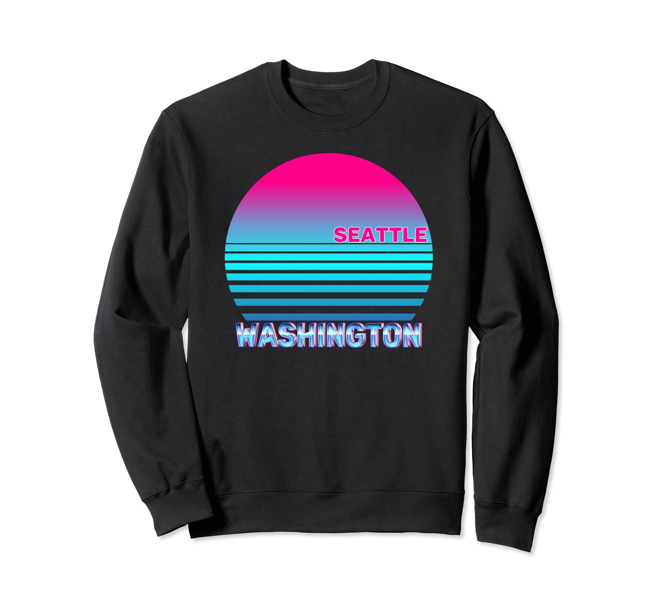 Seattle Washington Vaporwave 1980S 1990S Sweatshirt - Unique Graphic Unisex - T-Shirt, Sweatshirt, Hoodie