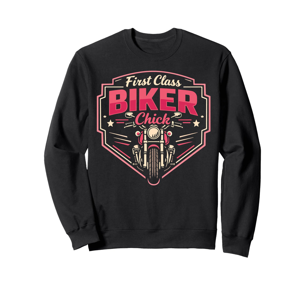 Motorcycle Biker Female First Sweatshirt - Streetwear Style for Adults - T-Shirt, Sweatshirt, Hoodie