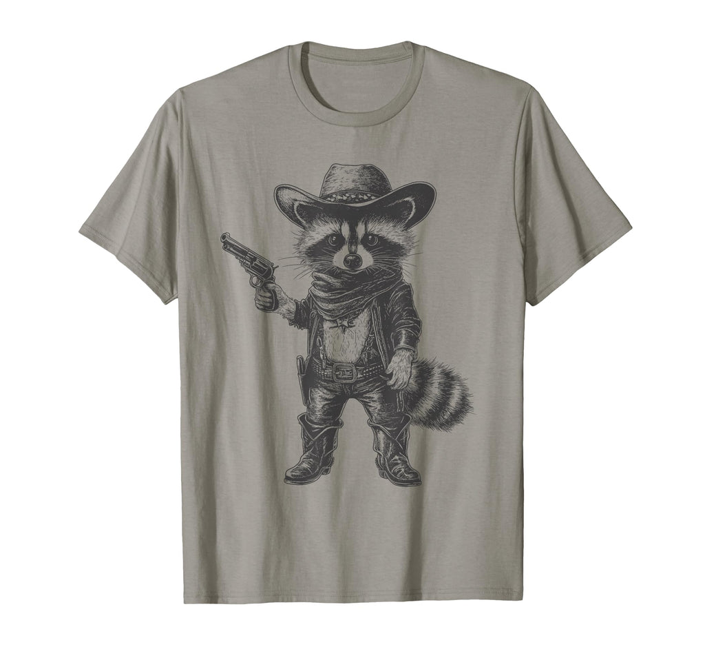 Raccoon Cowboy Hat Funny Western T-Shirt - Casual Everyday Wear Men Women - T-Shirt, Sweatshirt, Hoodie