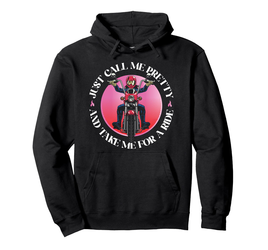 Motorcycle Biker Female Just Call Me Hoodie - Aesthetic Graphic Men Women - T-Shirt, Sweatshirt, Hoodie