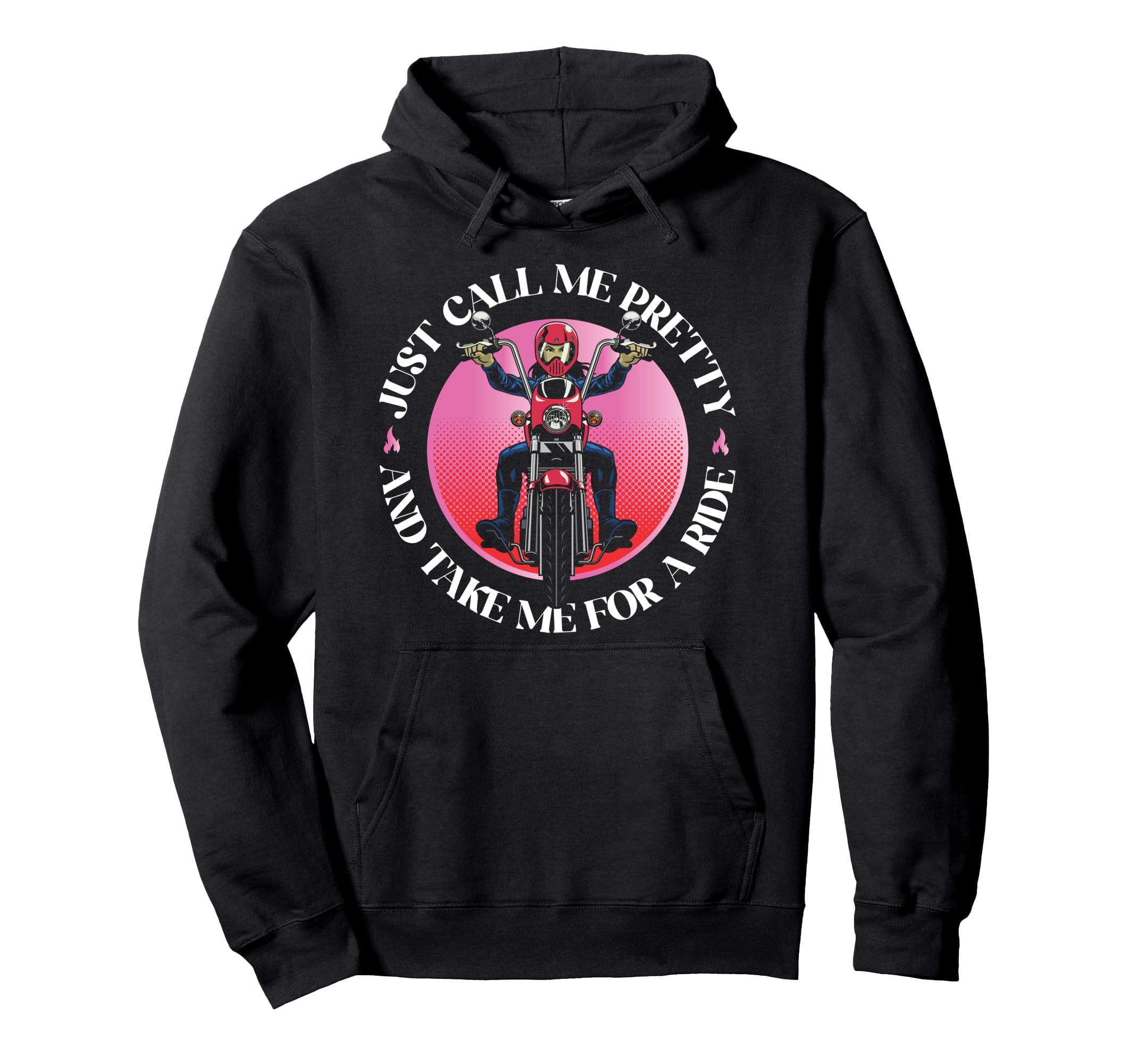 Motorcycle Biker Female Just Call Me Hoodie - Aesthetic Graphic Men Women - T-Shirt, Sweatshirt, Hoodie
