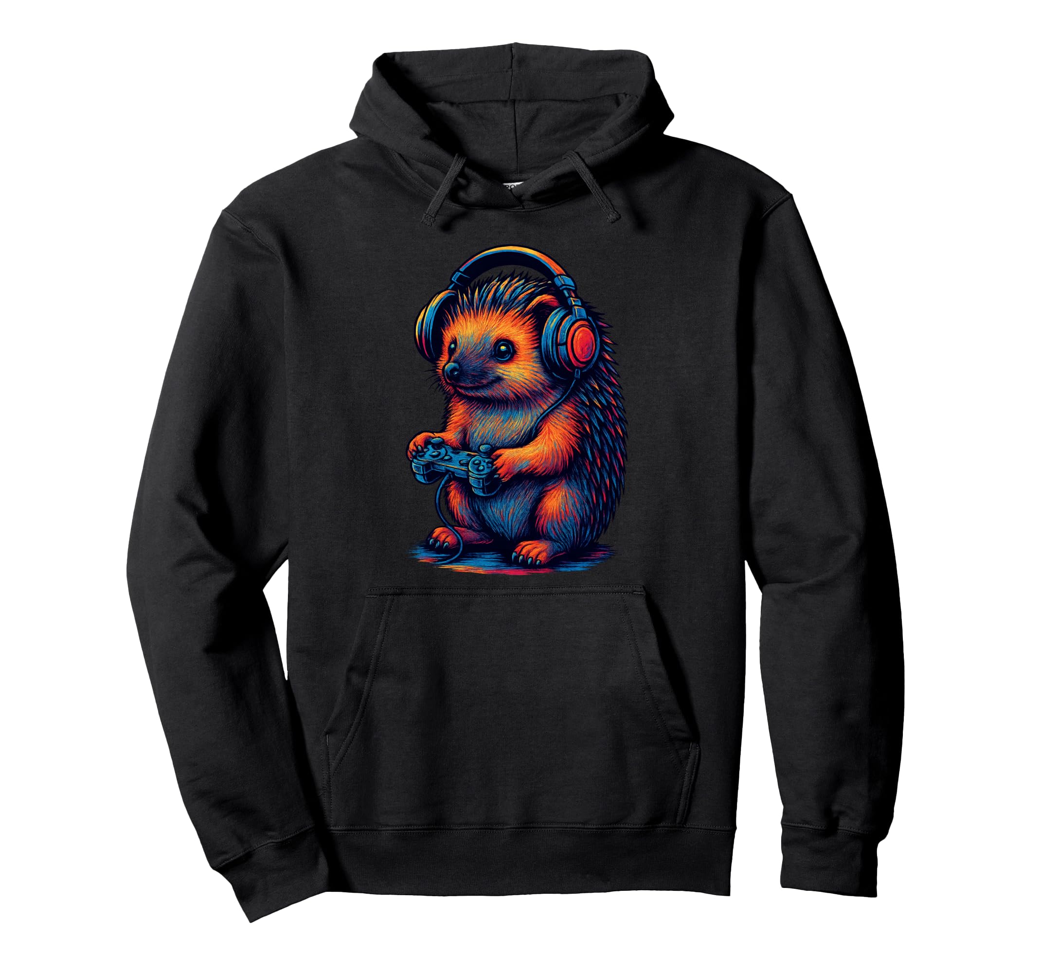 Hedgehog Gamer Gaming Pet Lover Hoodie - Minimalist Print Men Women - T-Shirt, Sweatshirt, Hoodie