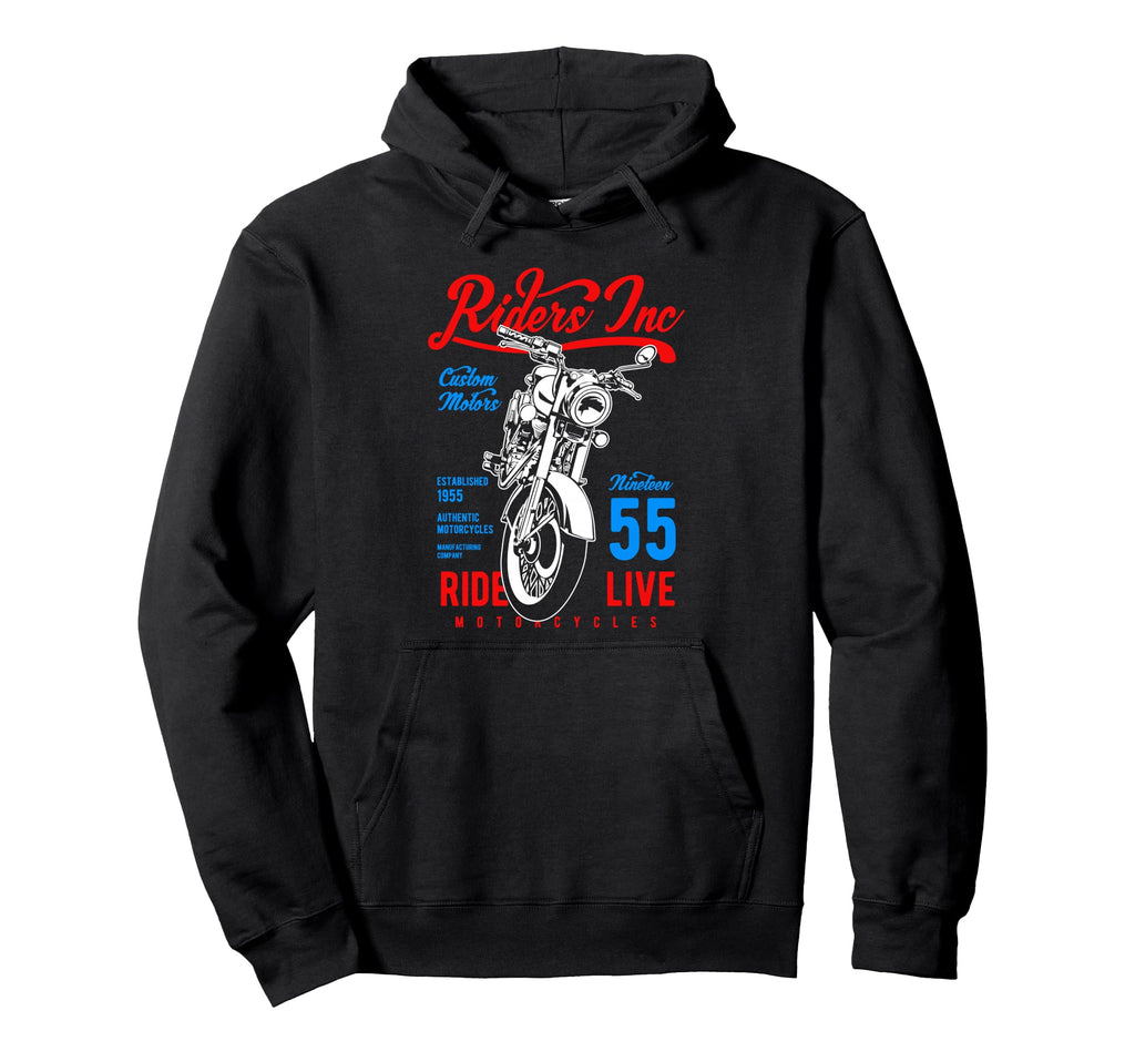 Riders Inc 1955 Motorcycle Hoodie - Minimalist Print for Adults - T-Shirt, Sweatshirt, Hoodie