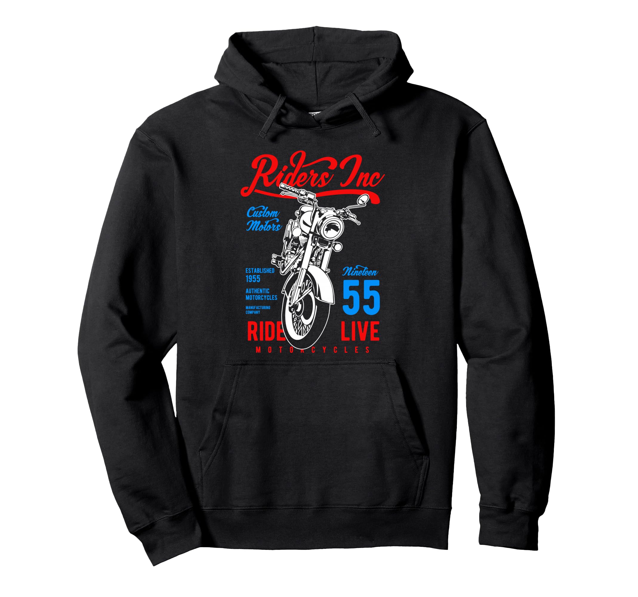 Riders Inc 1955 Motorcycle Hoodie - Minimalist Print for Adults - T-Shirt, Sweatshirt, Hoodie