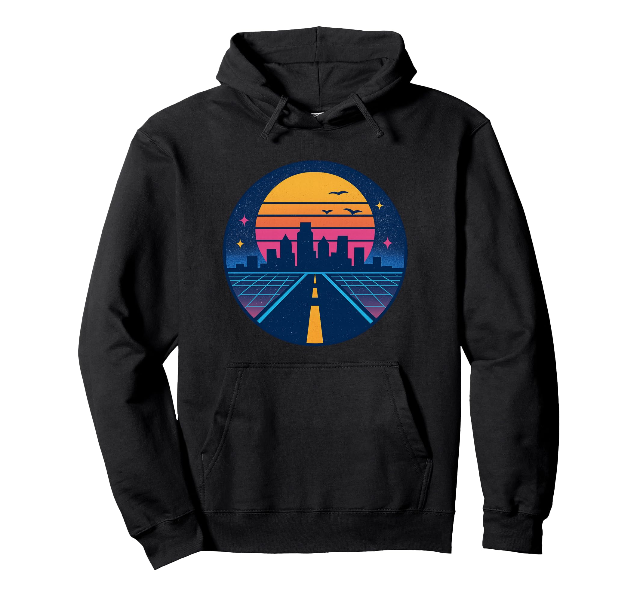 Road Sunset 70S 80S Nostalgic Synthwave Hoodie - Trendy Graphic Unisex - T-Shirt, Sweatshirt, Hoodie
