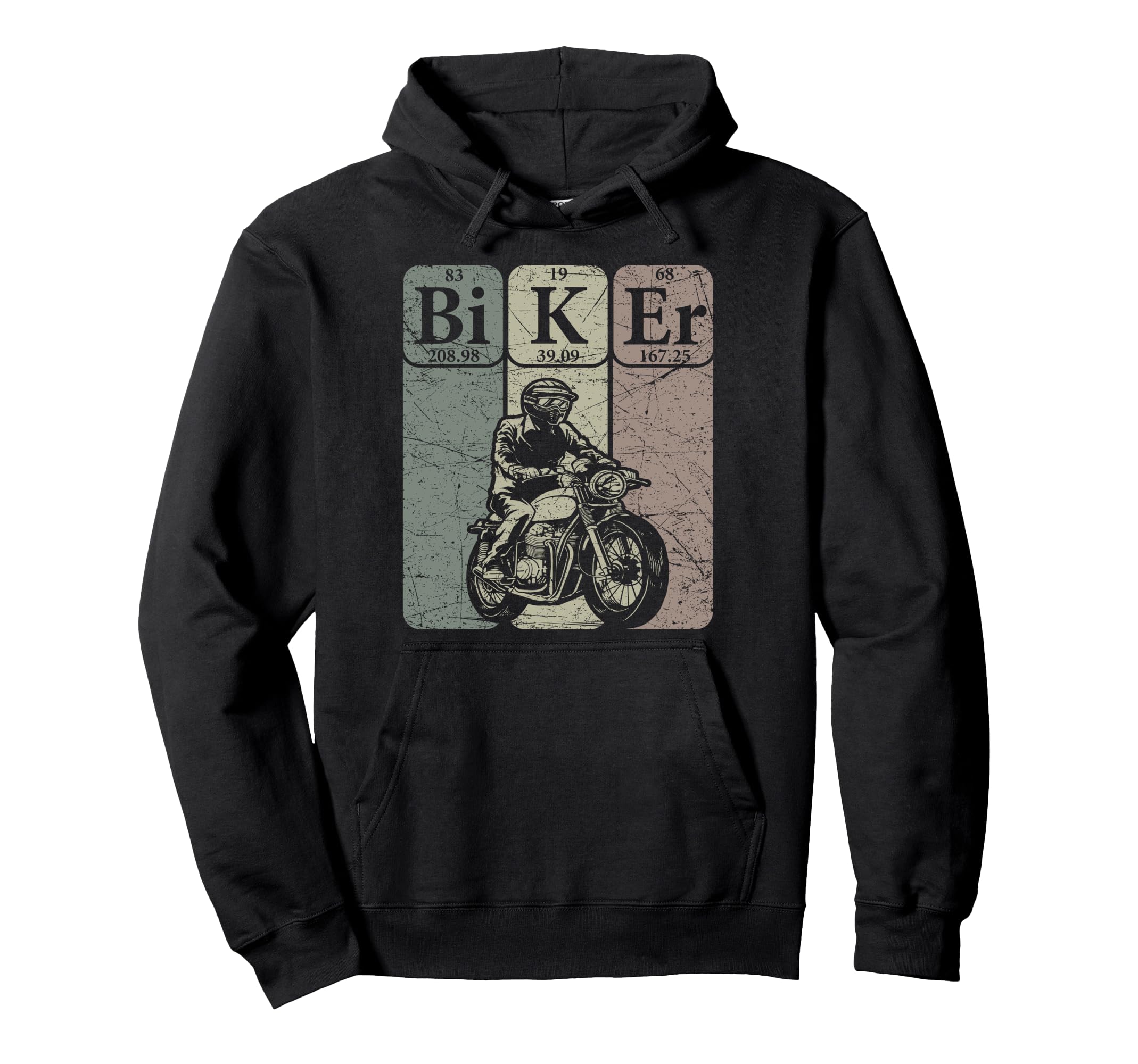 Biker Periodic Table Elements Hoodie - Trendy Graphic for Adults - T-Shirt, Sweatshirt, Hoodie