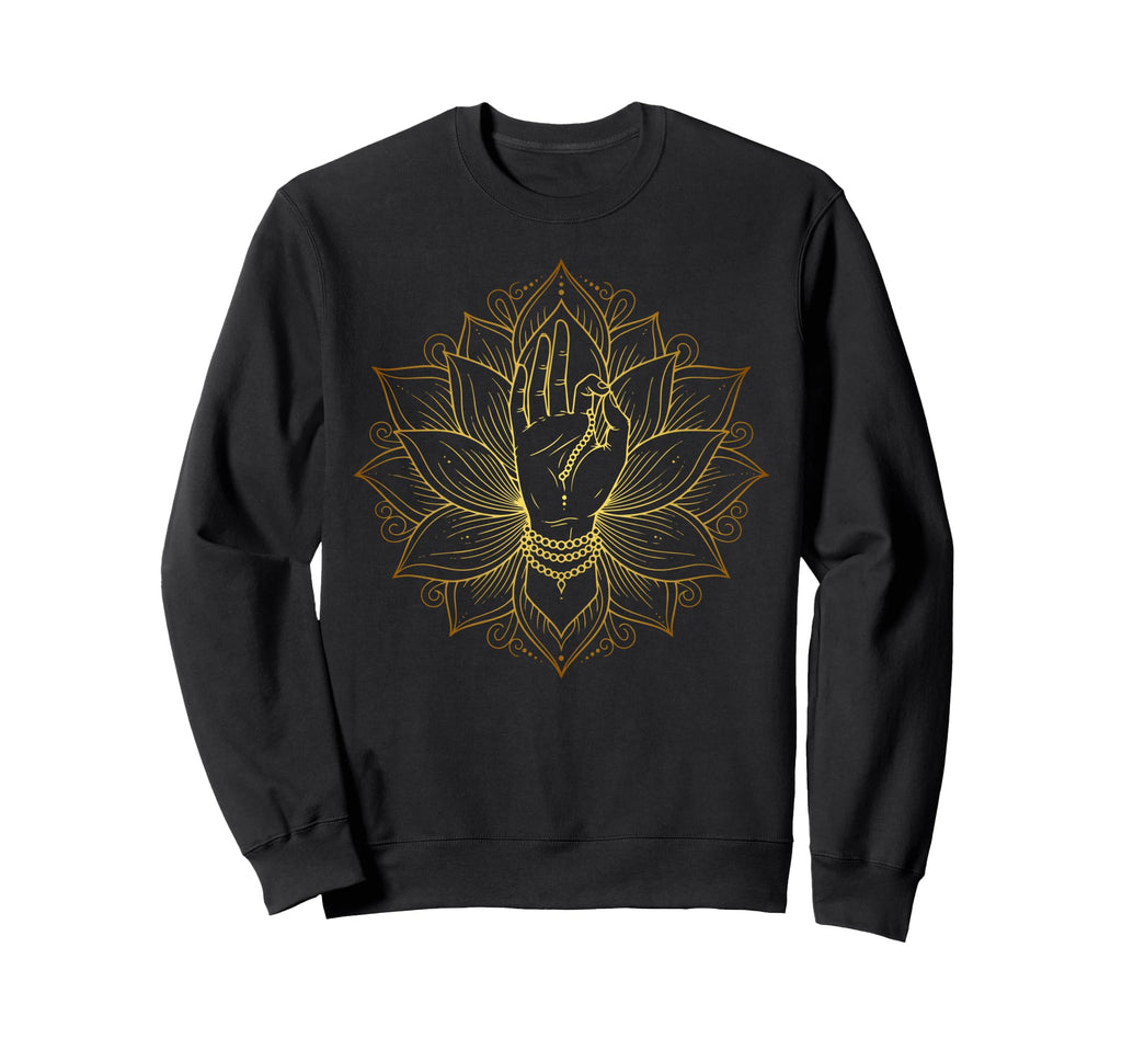 Elegant Minimal Mudra Hand Lotus Sweatshirt - Custom Art Print for Adults - T-Shirt, Sweatshirt, Hoodie