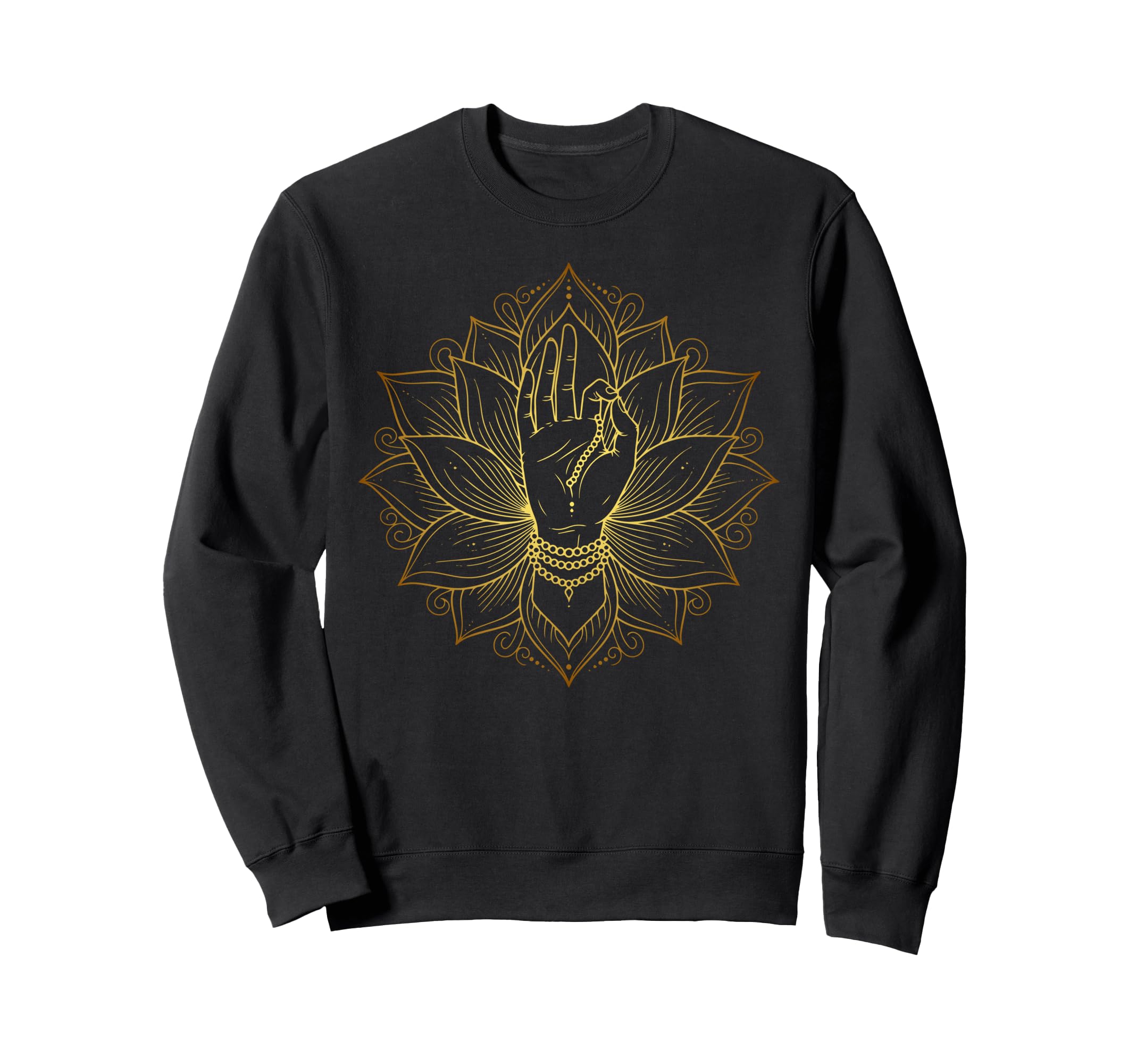 Elegant Minimal Mudra Hand Lotus Sweatshirt - Custom Art Print for Adults - T-Shirt, Sweatshirt, Hoodie