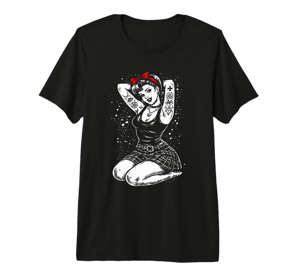Pinup Pop Art Tattoo Model T-Shirt - Casual Everyday Wear Men Women - T-Shirt, Sweatshirt, Hoodie