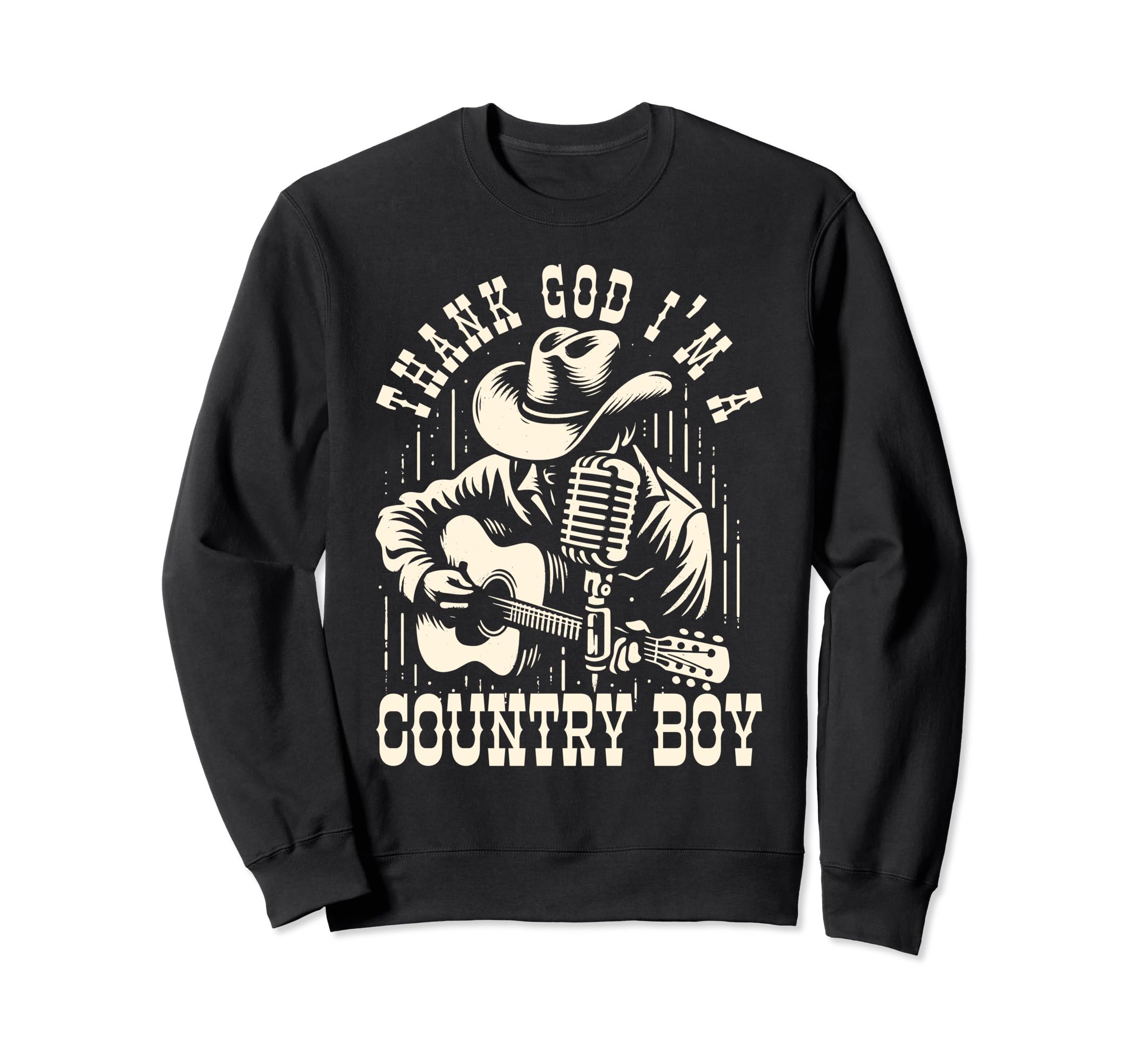 Thank God Im Country Music Cowboy Sweatshirt - Minimalist Print for Adults - T-Shirt, Sweatshirt, Hoodie