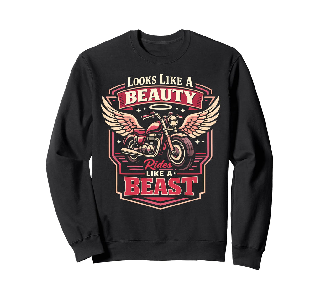 Motorcycle Biker Female Looks Sweatshirt - Trendy Graphic for Adults - T-Shirt, Sweatshirt, Hoodie