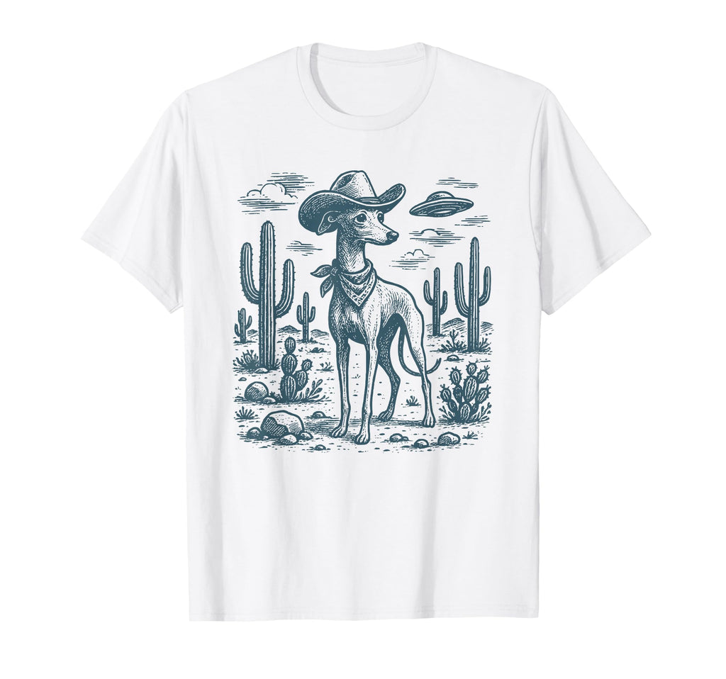 Italian Greyhound Cowboy Ufo Whippet T-Shirt - Minimalist Print Unisex - T-Shirt, Sweatshirt, Hoodie