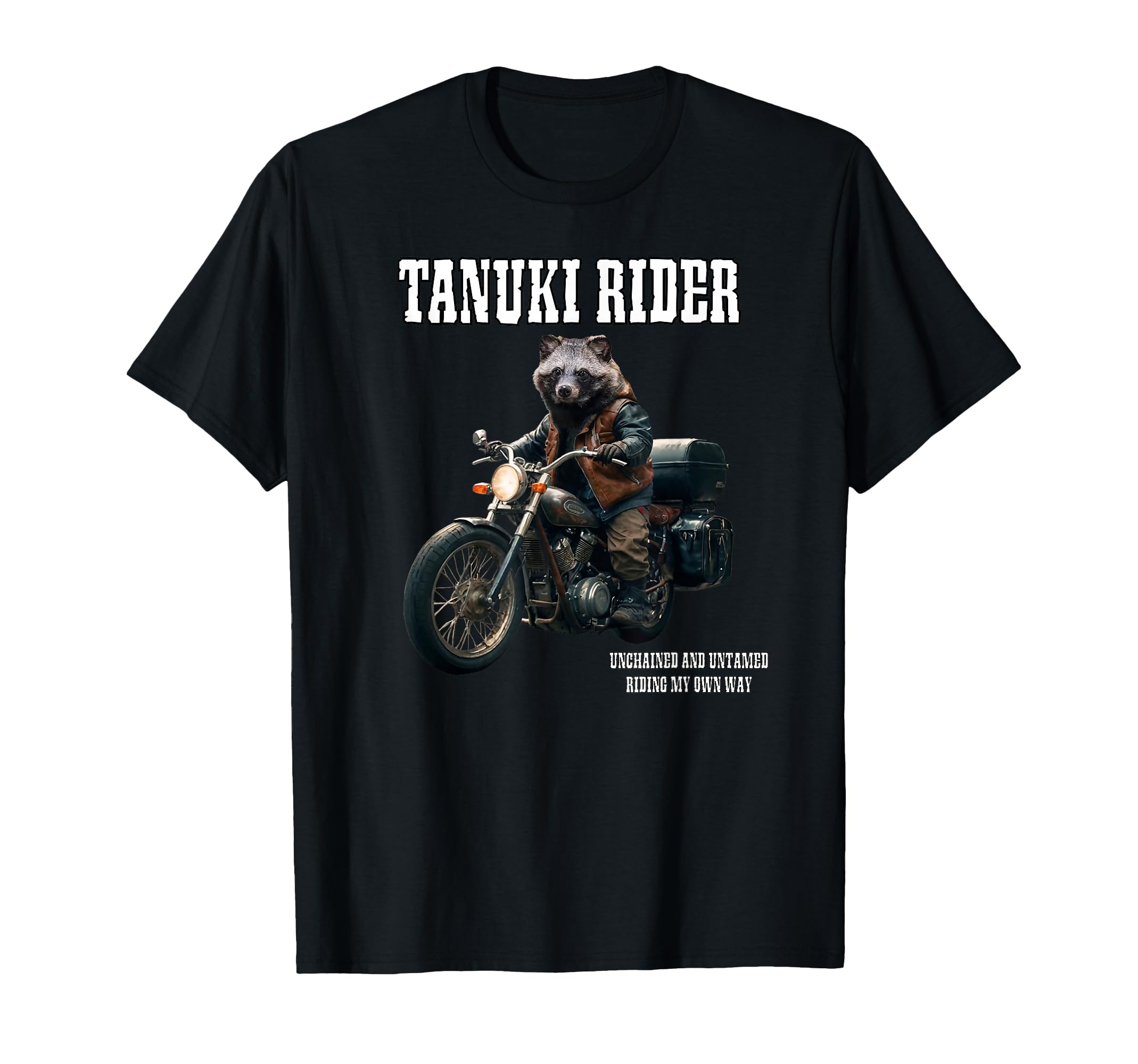 Tanuki Rider Motorcycle Japan Animal T-Shirt - Trendy Graphic Men Women - T-Shirt, Sweatshirt, Hoodie