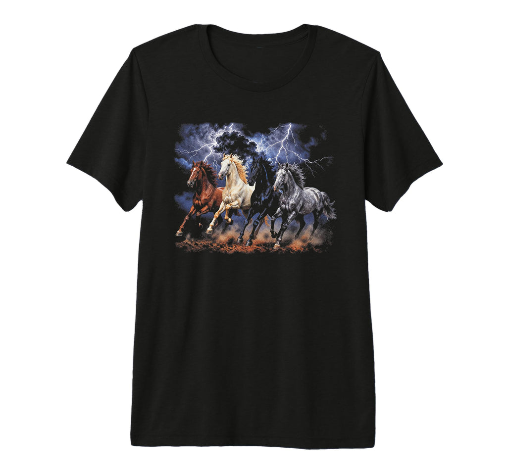 Running Horses 90S Lightning Storm T-Shirt - Novelty Apparel Unisex - T-Shirt, Sweatshirt, Hoodie