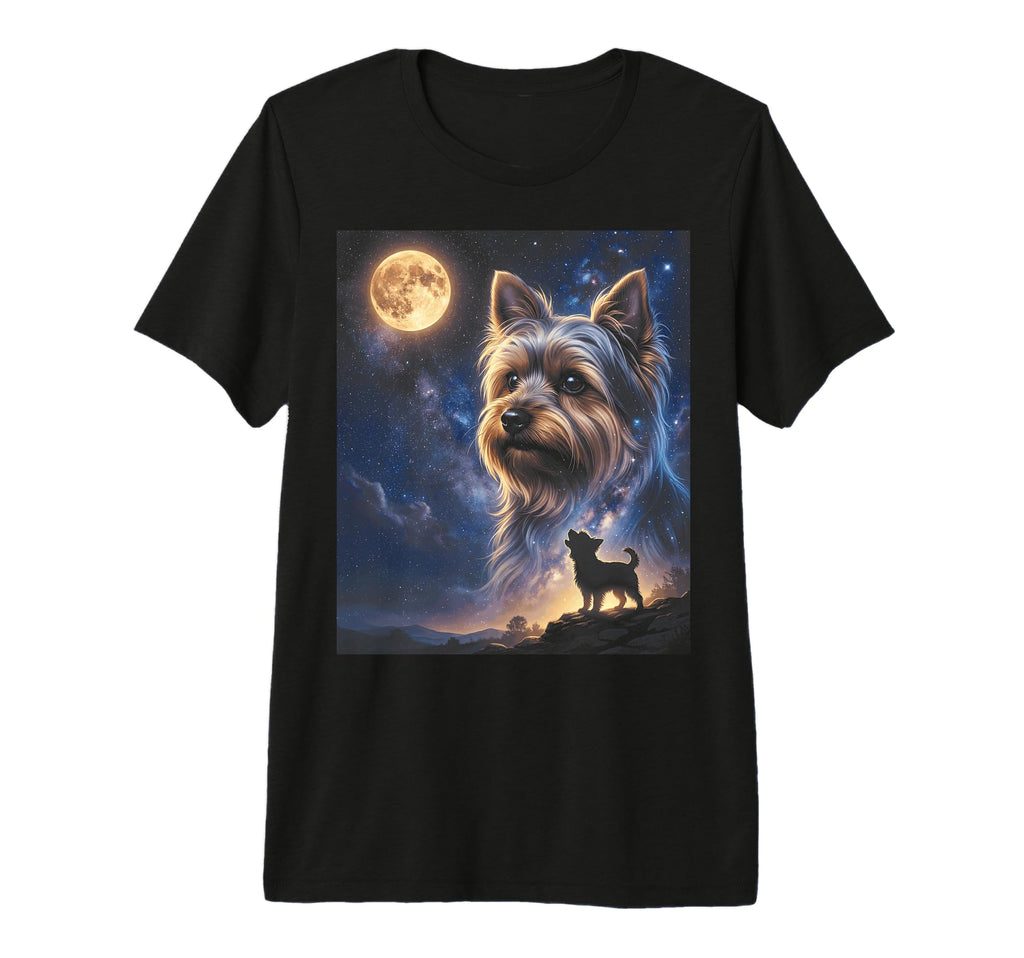 Celestial Yorkie Terrier Full Moon T-Shirt - Minimalist Print Unisex - T-Shirt, Sweatshirt, Hoodie