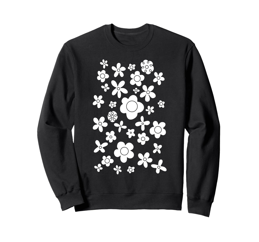 White Floral Pattern Pop Art Flower Sweatshirt - Custom Art Print Men Women - T-Shirt, Sweatshirt, Hoodie
