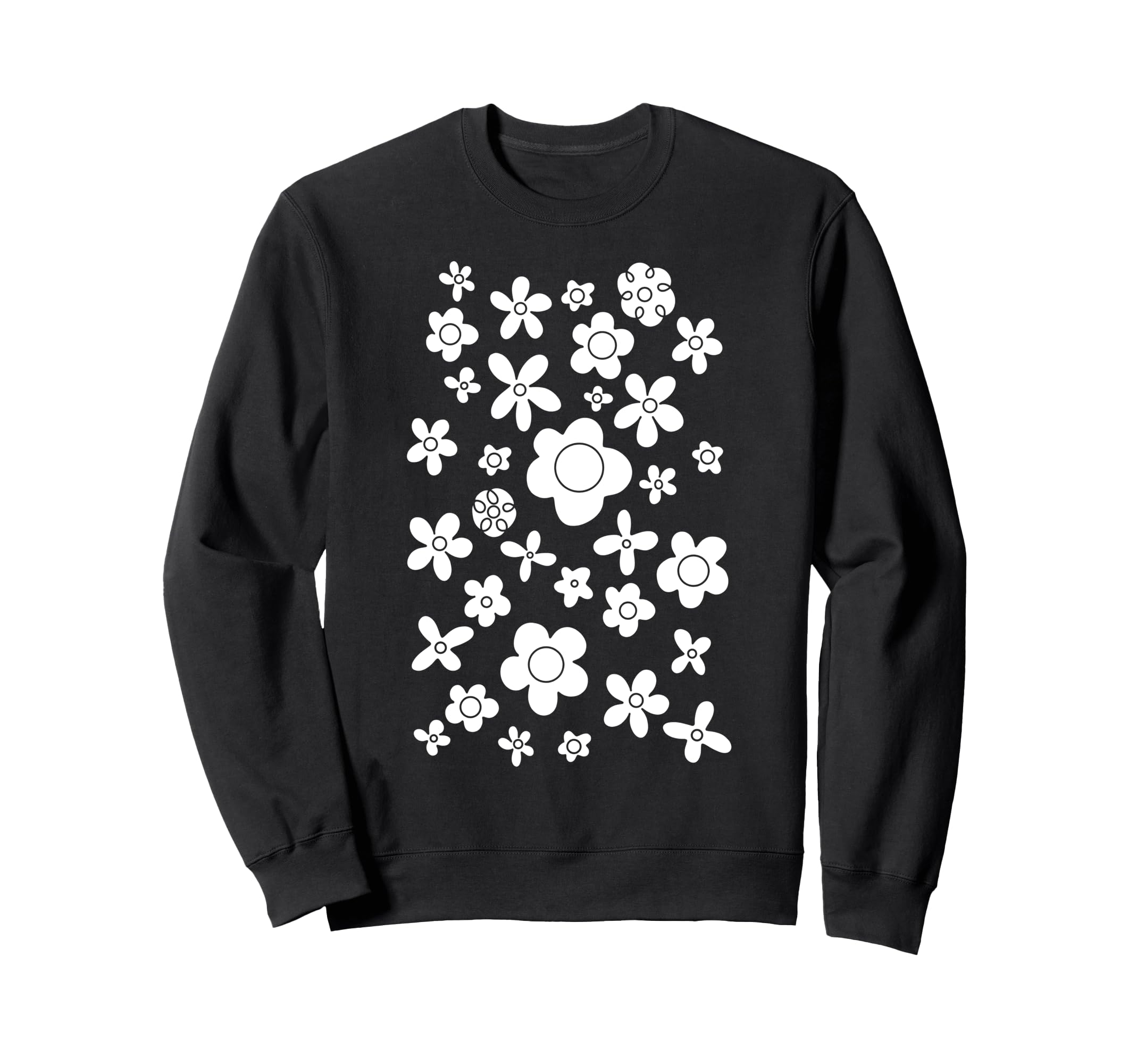 White Floral Pattern Pop Art Flower Sweatshirt - Custom Art Print Men Women - T-Shirt, Sweatshirt, Hoodie