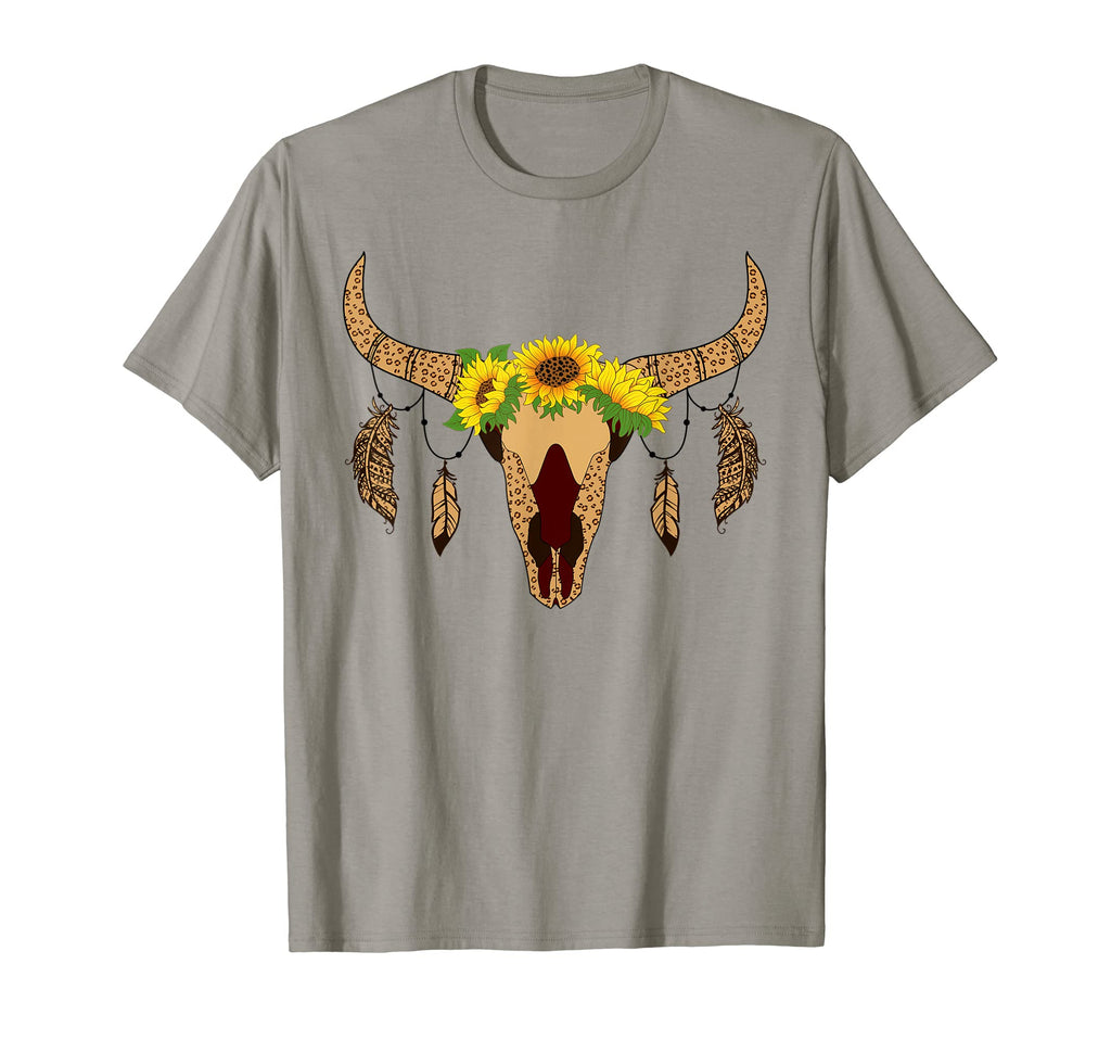 Western Skull Sunflower Boho Bull T-Shirt - Unique Graphic for Adults - T-Shirt, Sweatshirt, Hoodie