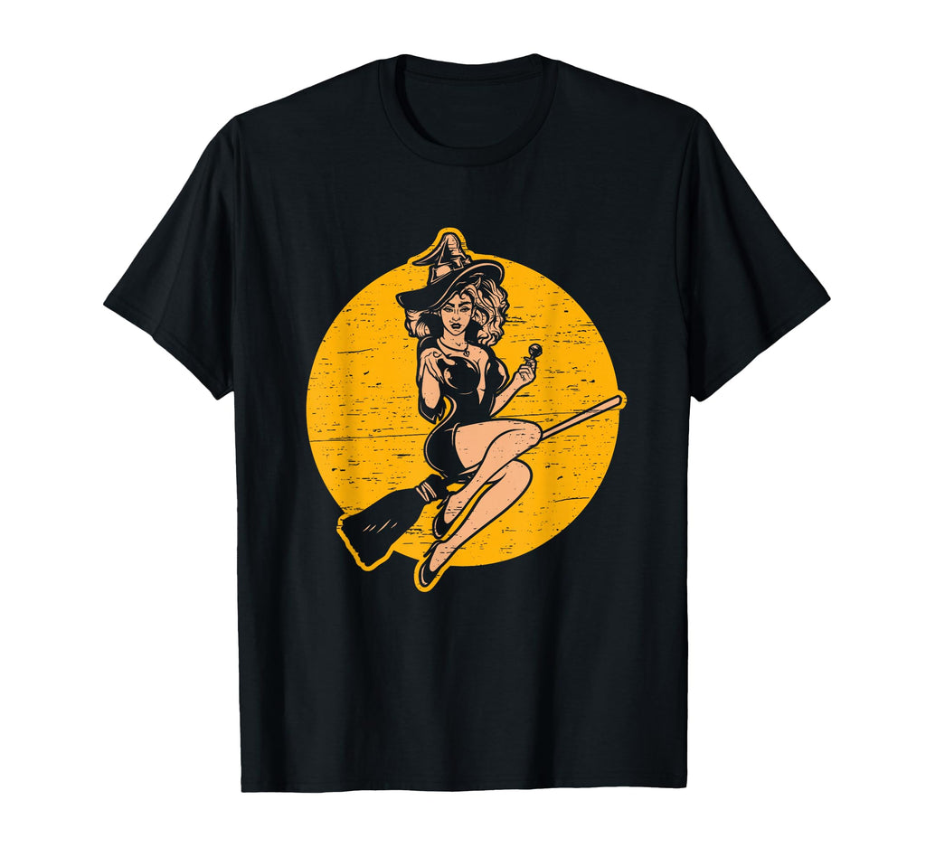 Pin Up Witch Halloween Pinup T-Shirt - Casual Everyday Wear for Adults - T-Shirt, Sweatshirt, Hoodie