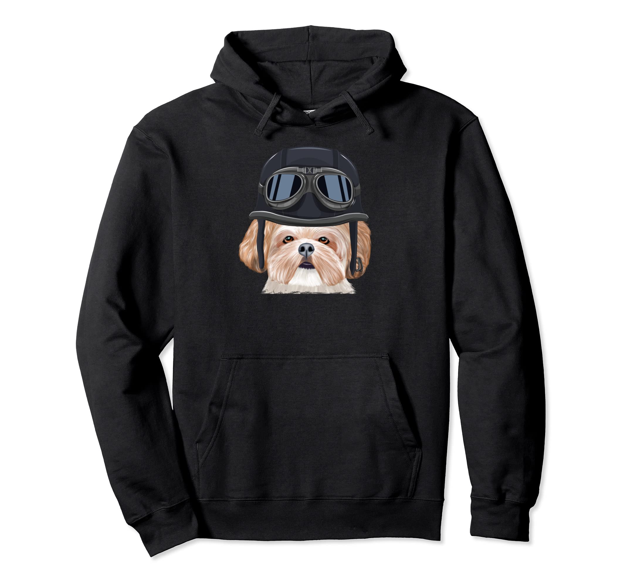 Funny Motorcycle Helmet Shih Tzu Hoodie - Unique Graphic Unisex - T-Shirt, Sweatshirt, Hoodie