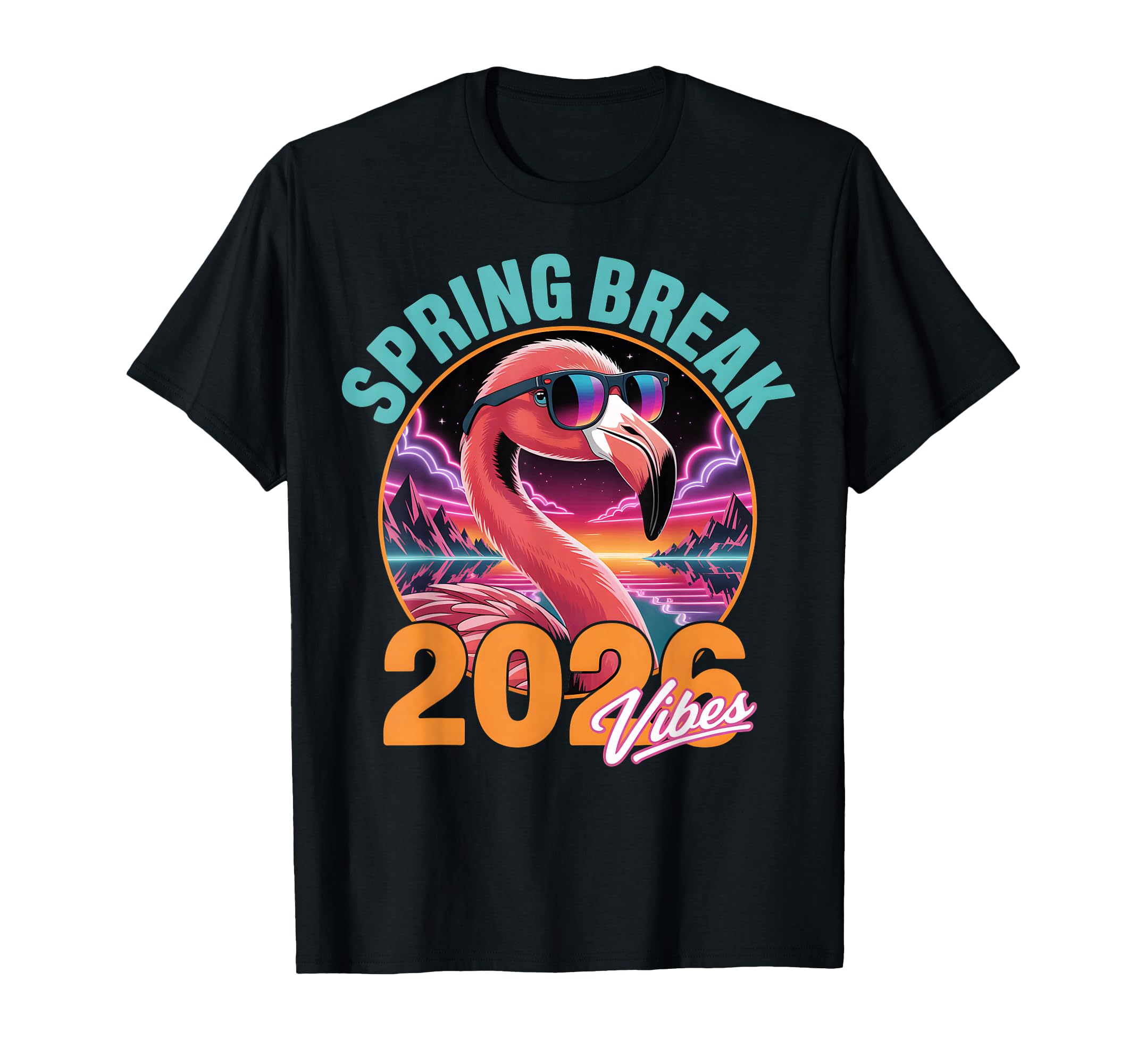 Spring Break 2026 Vibes Flamingo 80S T-Shirt - Minimalist Print Men Women - T-Shirt, Sweatshirt, Hoodie