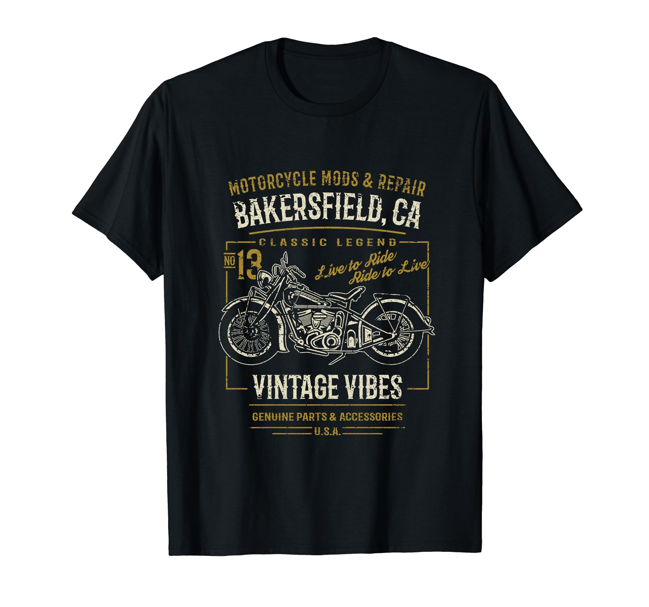 Bakersfield California Usa Motorcycle T-Shirt - Custom Art Print Unisex - T-Shirt, Sweatshirt, Hoodie